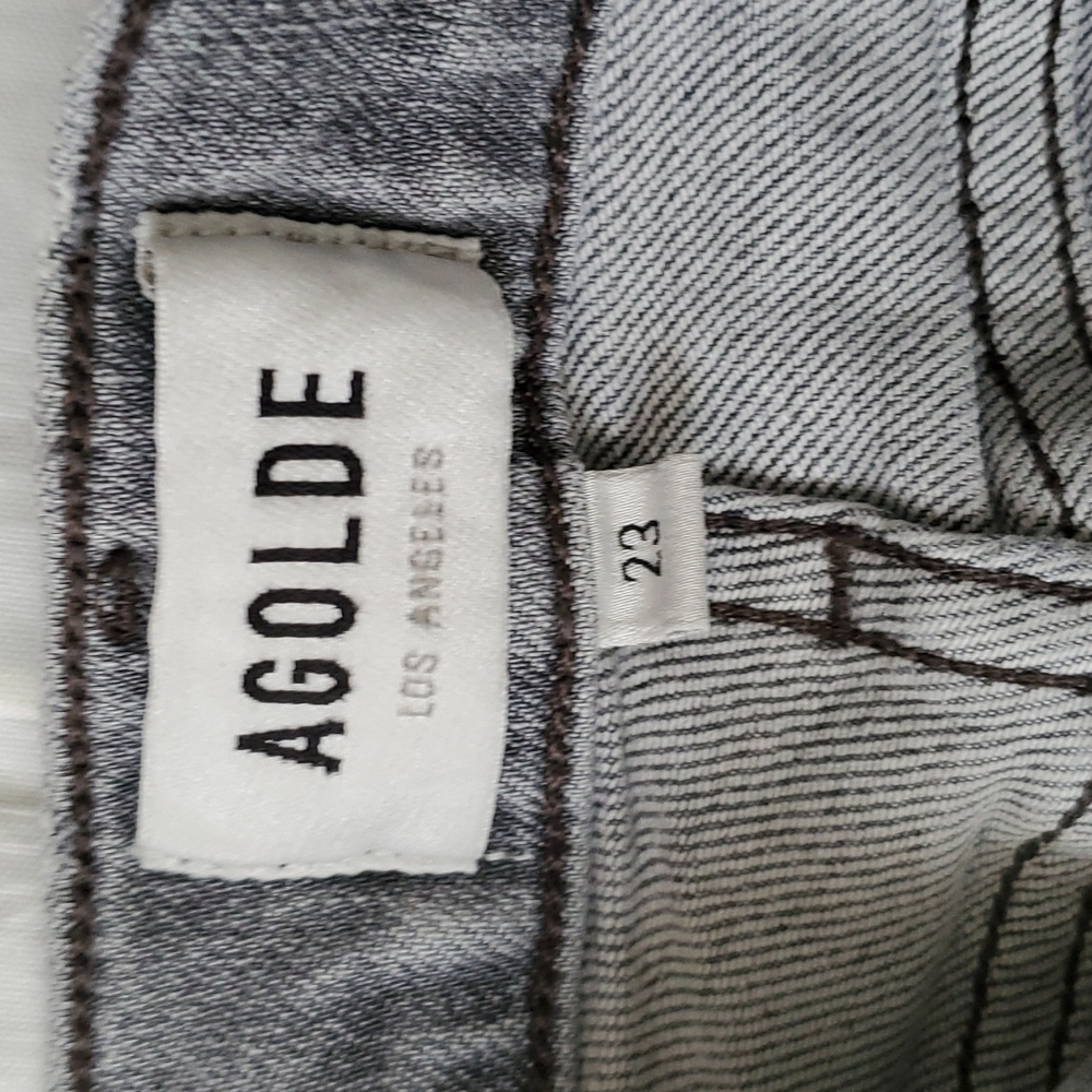 Agolde Nico highrise slim grey silver stretched button fly jeans size 23 - Picture 4 of 16